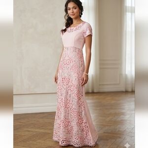 Pink Cutwork Embellished Women's Indian Inspired Dress - M Excellent Condition